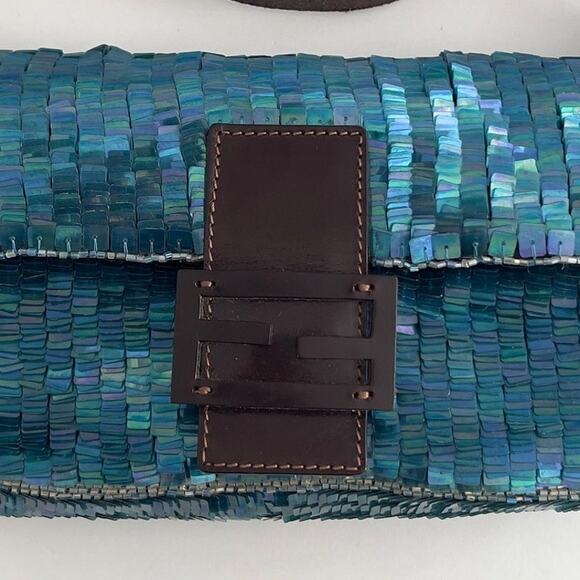 Vintage Fendi Blue Sequin Baguette - Picture 3 of 9